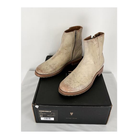 Frye Veronica Inside Zip Boot White Womens Size 10M New...